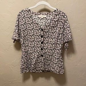 Floral Peplum Button Down Loft Top - 4P